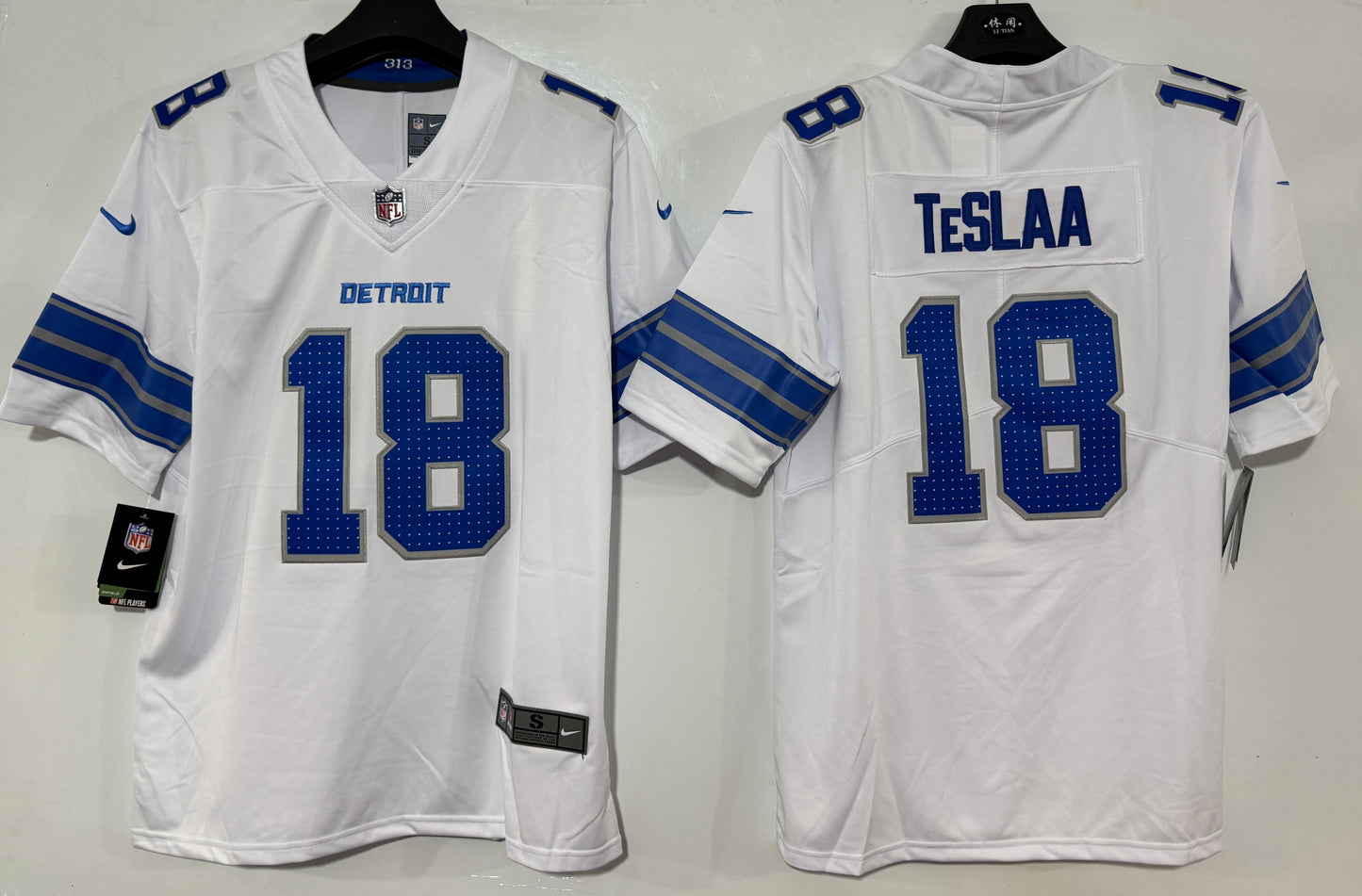 Isaac TeSlaa White Detroit Lions Game Jersey